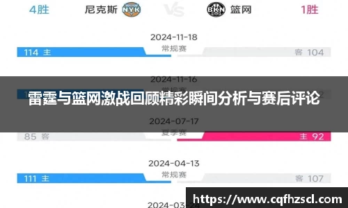 雷霆与篮网激战回顾精彩瞬间分析与赛后评论